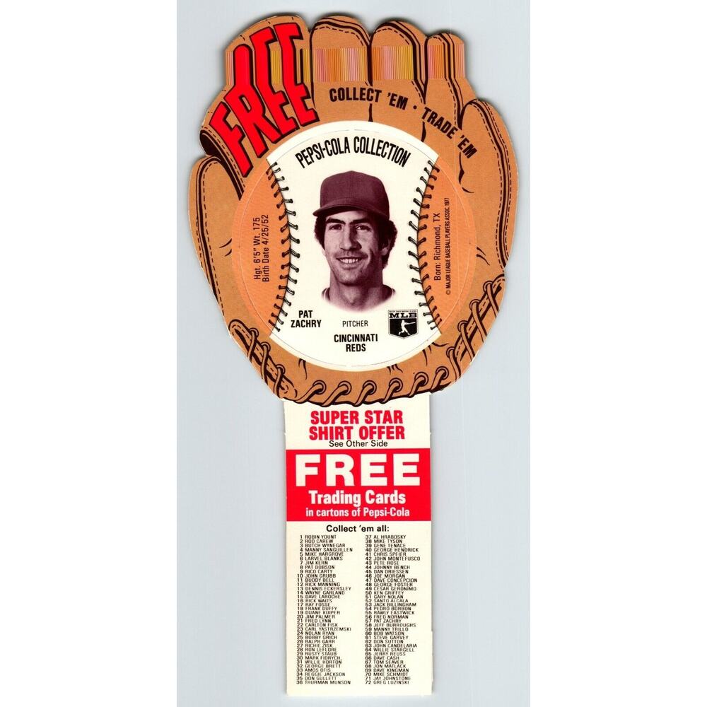 Pepsi-Cola Baseball Trading Card 1977 Pat Zachry Cincinnati Reds MLB Trade